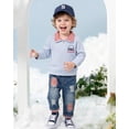 thumbnail image 4 of Toddler Baby Boy Clothes 18 Months Boys Fall Winter Outfits 24 Months Boys Long Sleeve Lapel Top Jeans Pants 2PCS Clothing Set Light Blue, 4 of 8