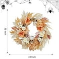 thumbnail image 2 of 22 Inch Halloween Wreath for Front Door, Halloween Skull Wreath with Lights White Pumpkins Roses, Halloween Decorations Fall Maple Leaves Wreath for Porch Window Indoor Outdoor Decor, 2 of 6