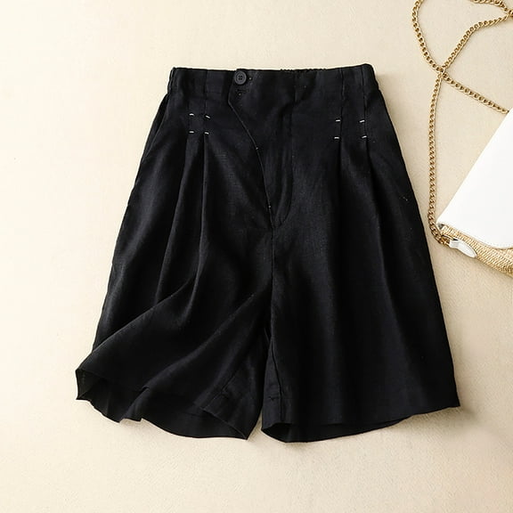 Summer Saving Clearance AXXD Black Shorts for Women Casual Summer Clearance Spring Pocket Vintage Pants Color Button-Down Shorts