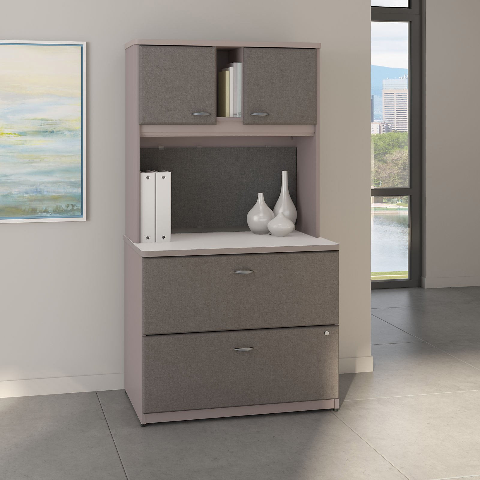 Bush Furniture Series A 36 in. Lateral File with Hutch