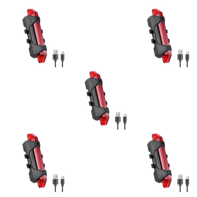 relayinert USB Bike Tail Light Bicycle Safety Cycling Reminding Rear Lamp Waterproof Taillight Wide Range Accessories Gear Red 5Set