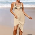 thumbnail image 3 of Blusa Trajes de playa con correa de espagueti, vestidos largos de playa con cuello en V para mujer (beige) Ygjytge Beige Única para Mujer, 3 of 5