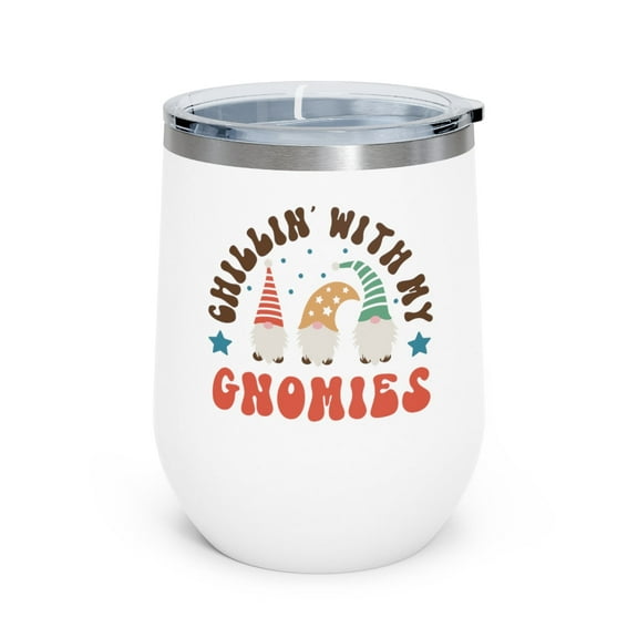 Chillin' With My Gnomies Stars - Holiday 12oz Insulated Wine Tumbler