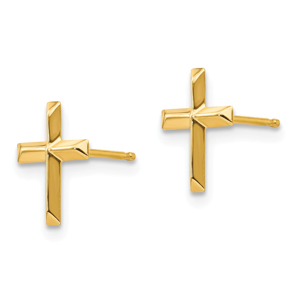 Details about   14K Yellow Gold Madi K Children's 7 MM Crucifix Post Stud Earrings MSRP $105 