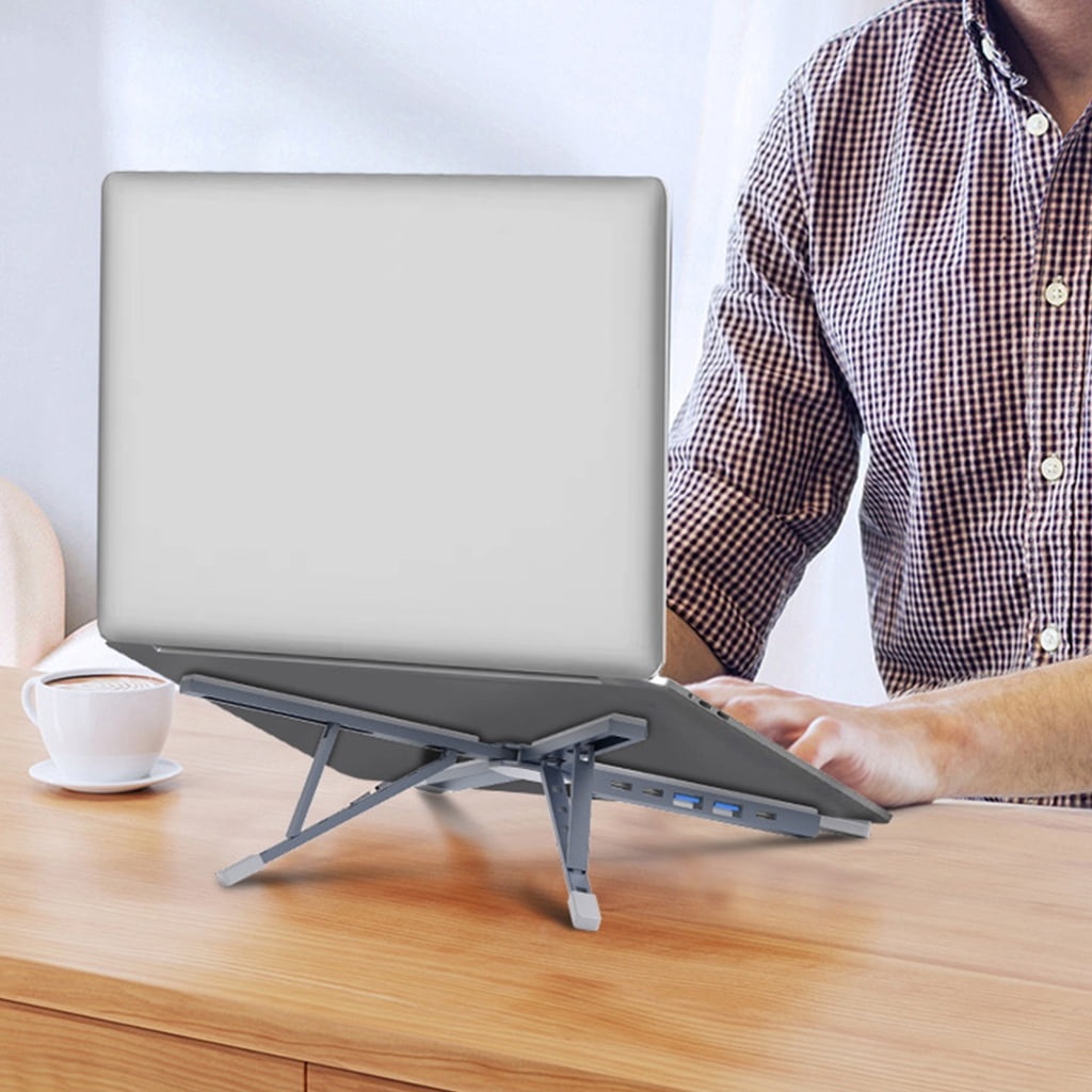 Foldable Laptop Holder With USB TypeC PD100W Adapter Heat Dissipation Aluminum Desktop Stand for Tablets and Notebook