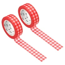 Uxcell Washi Tape 0.59 Inch x 10.93 Yards, 2 Roll Self Adhesive Grid Pattern Sticker Red
