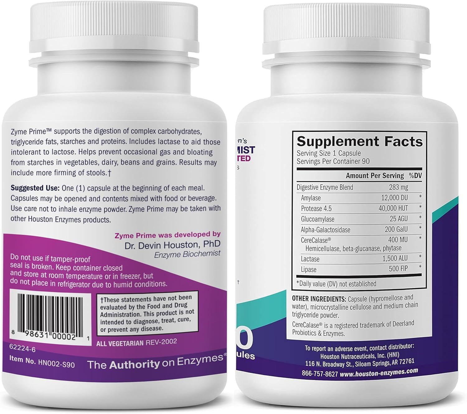 Houston Enzymes Digestive Enzymes – Dietary Supplements for Gut Health & Digestive Support – Bloating Relief for Women & Men – Vitamins and Supplements – 90 Capsules