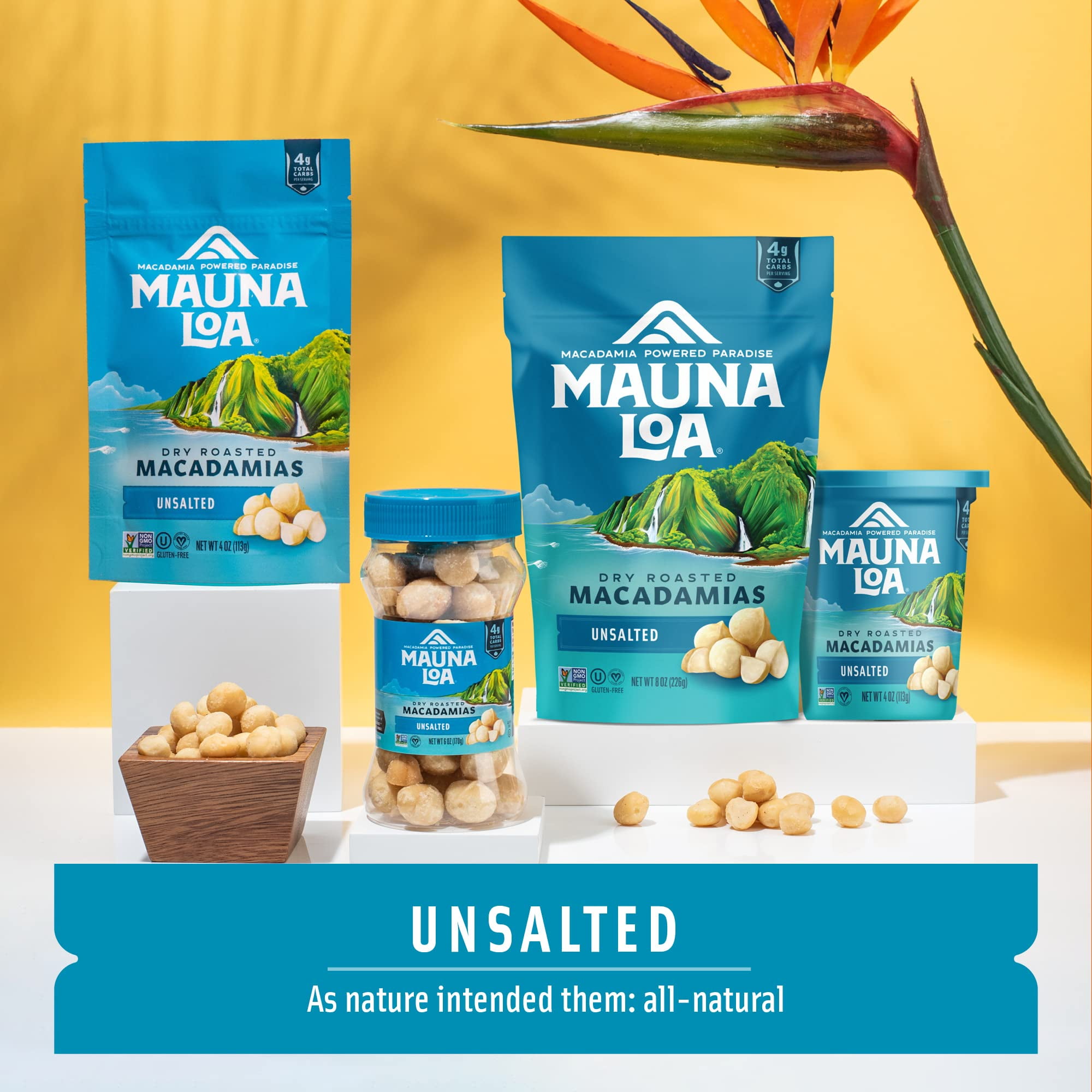 Mauna Loa 392561 6 oz Premium Unsalted Macadamia Nuts