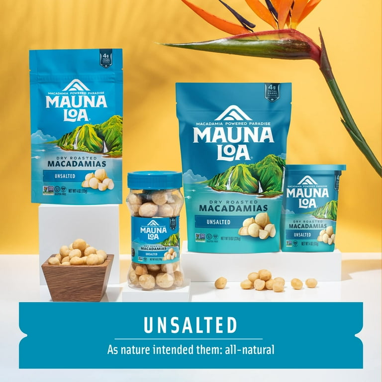 Mauna Loa Premium Hawaiian Roasted Macadamia Nuts, Unsalted, 8 Oz