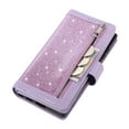 thumbnail image 6 of Wallet Case for Samsung Galaxy S22 Plus Shining Zipper Pocket Cover, Glitter Sparkle Luxury PU Leather Magnetic Flip Folio Case with Card Slots Kickstand Wrist Hand Strip Shockproof Case,Purple, 6 of 6