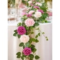 thumbnail image 3 of Flores artificiales InnoGear, espuma de rosas fucsias, 50 unidades, con tallos, 3 of 7