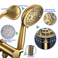 thumbnail image 3 of Fatspas High Pressure Handheld Shower Head, 10-Setting 4.8" Showerhead Spray Set with Stainless Steel 71 inch Hose & Holder & PTFE Tape, Built-in Power Wash to Clean Tub, Tile & Pets(Brushed Gold), 3 of 6