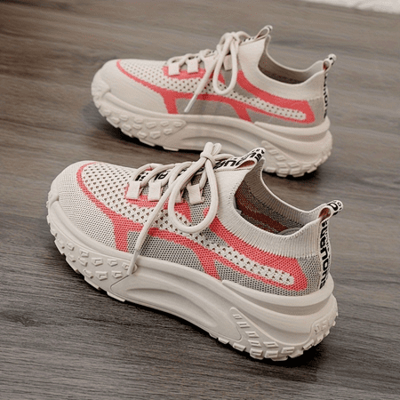 

SHZHRG Trendy Women‘s Summer Knit Sneakers with Breathable Mesh and Thick Sole for Height Increase Versatile Casual Athletic Shoes