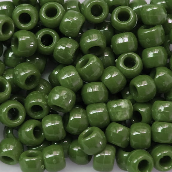 Pony Beads Jade Green Marbled Crow Beads 6x9mm Large Hole Made in USA