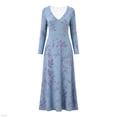 thumbnail image 4 of XIAOCHA Women's Floral Print Dress Loose V Neck Three Quarter Sleeves Tiered Maxi Dress Lightweight Boho Vacation Dresses, 4 of 4