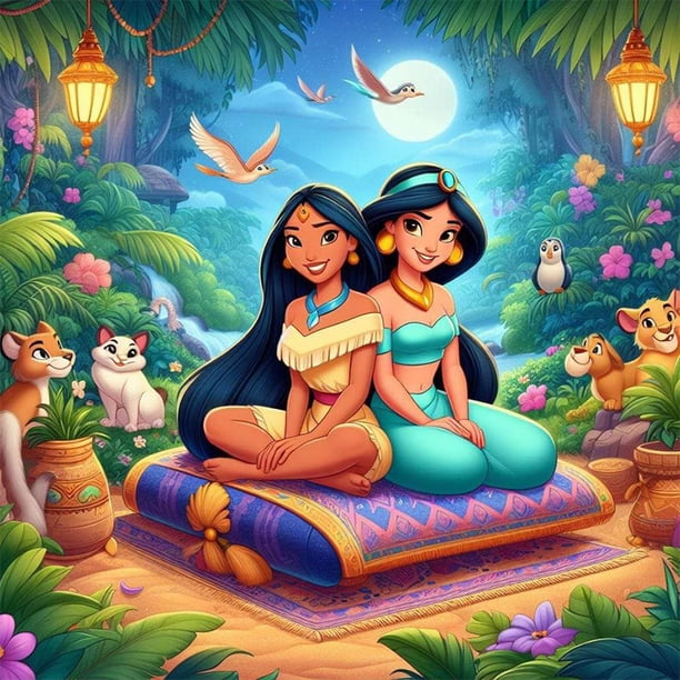 Cuadro de diamantes Princesa Jasmine Wdftyju 50x50CM 40 Colores