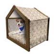 thumbnail image 1 of Rose Pet House, Rustic Pattern with Floral Stems Old Fashion Design Classical Feminine, Outdoor & Indoor Portable Dog Kennel with Pillow and Cover, 5 Sizes, Pale Yellow Dark Coral, by Ambesonne, 1 of 5