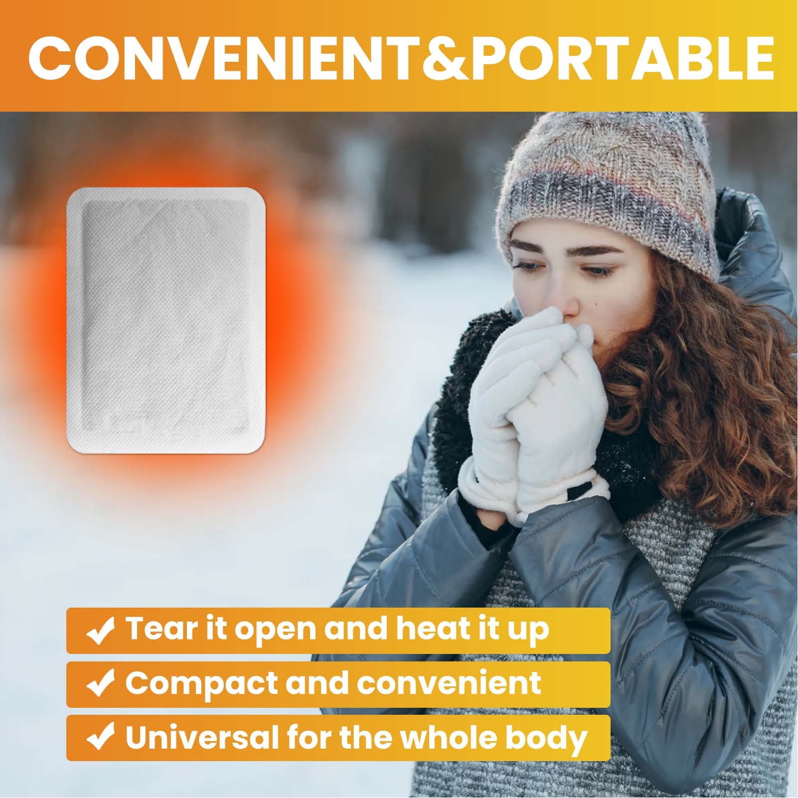 Suodoka 20-Pack Disposable Hand Warmers - Instant Self-Heating Adhesive Heat Pads, Long Lasting 10-Hour Warmth for Winter Outdoor Sports, Camping & Hunting (2pcs*10 Packs / 20 Total)