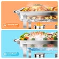 thumbnail image 5 of BAOKALER 4 Pack 9QT Foldable Chafing Dish Buffet Set, Stainless Steel Rectangular Food Warmer, Silver Catering Server for Party Banquet Home Use, 5 of 10
