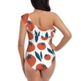 thumbnail image 5 of Pofeuu Hand Drawn Tomatoes Print Women's One Piece Swimsuits One Shoulder Swimwear Asymmetric Ruffle Monokinis Bathing Suits-Medium, 5 of 6