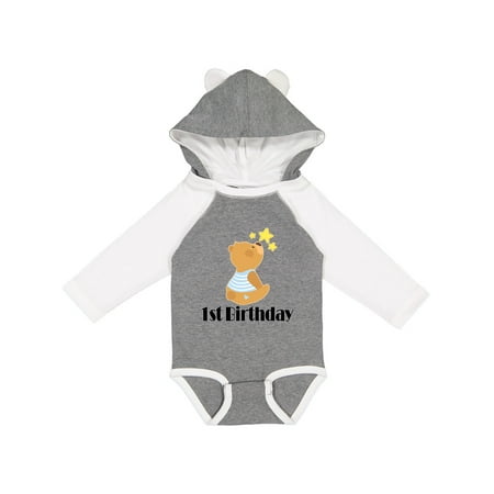 

Inktastic 1st Birthday 1 Year Old Boy Bear Gift Baby Boy Long Sleeve Bodysuit