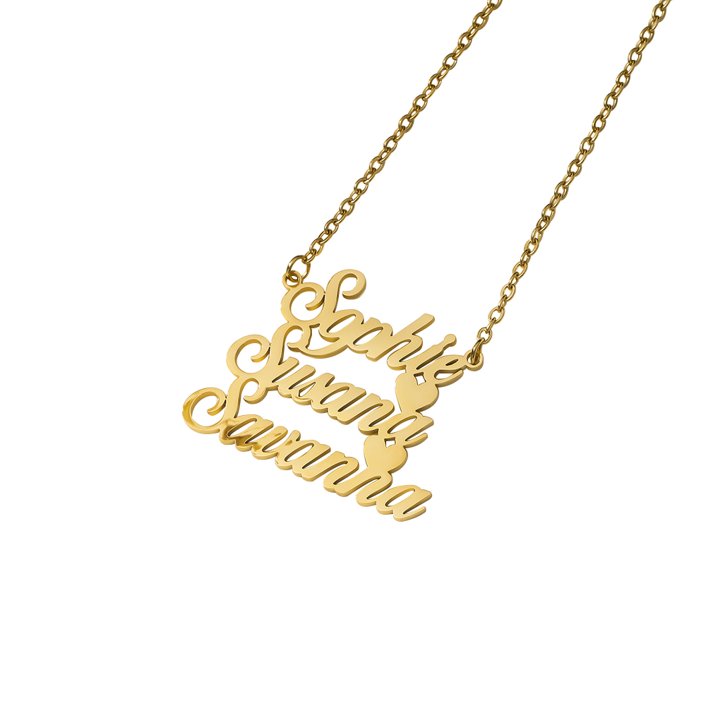Personalized Triple Layer Custom Name Necklace Pendant Custom Made with 3 Names Gold Silver and Rose Gold Walmart