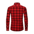 thumbnail image 3 of ZCFZJW Men's Western Two Pockets Work Shirt Regular Fit Pearl Snap Button Up Casual Cowboy Buffalo Plaid Long Sleeve Shirts Red#03 XL, 3 of 3