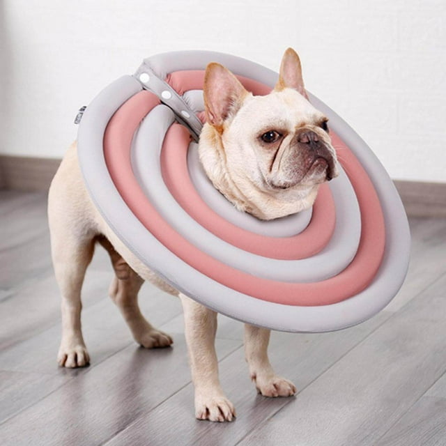 Chien Réglable Col Récupération Cône Anti-Morsure Protecteur Souple pour Animal Cône Chien Chat Gris Rose L
