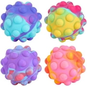 4 PCS Pop Fidget Ball Popper Its Toys, 3D Anti-Pressure Squeeze Pop Ball It Fidget Toy BPA Free Food Grade Silicone Sensory Toys Stress Balls for Kids Adults Elderly Over 1 Years