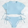 thumbnail image 4 of Ltctricy Women's Tankini Swimsuits Short Sleeve Crew Neck Side Drawstring Swim Top with Bottom Bathing Suits Two Piece Swimsuits, 4 of 4