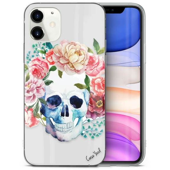 Caseyard TPU Clear Case for iPhone 13 Pro with Skull Floral design phone cover