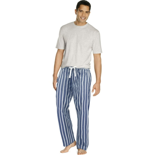 Hanes Hanes Mens Sleep Set with Woven Knit Pants, 5XL, Oatmeal