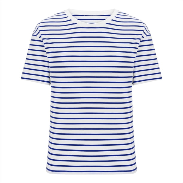 Camisetas de Manga Corta para las Mujeres Blusas Casuales Camiseta a Rayas Cuello Redondo, Blusas de Manga Corta para las Mujeres