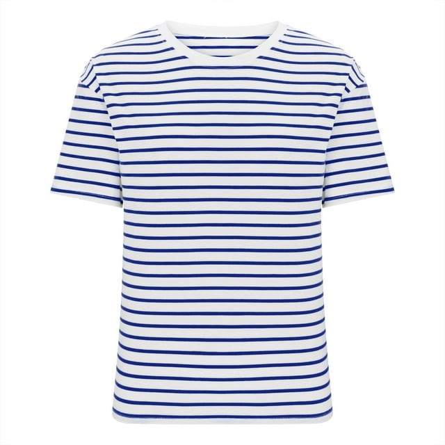 Timegard Hauts pour Femmes à Rayures Épaules Tombantes Manches Courtes T-Shirts Basiques Décontractés Col Rond Haut Confortable