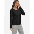 thumbnail image 4 of Women's Long Sleeve Button Down Crew Neck Classic Sweater Cardigan, 4 of 6
