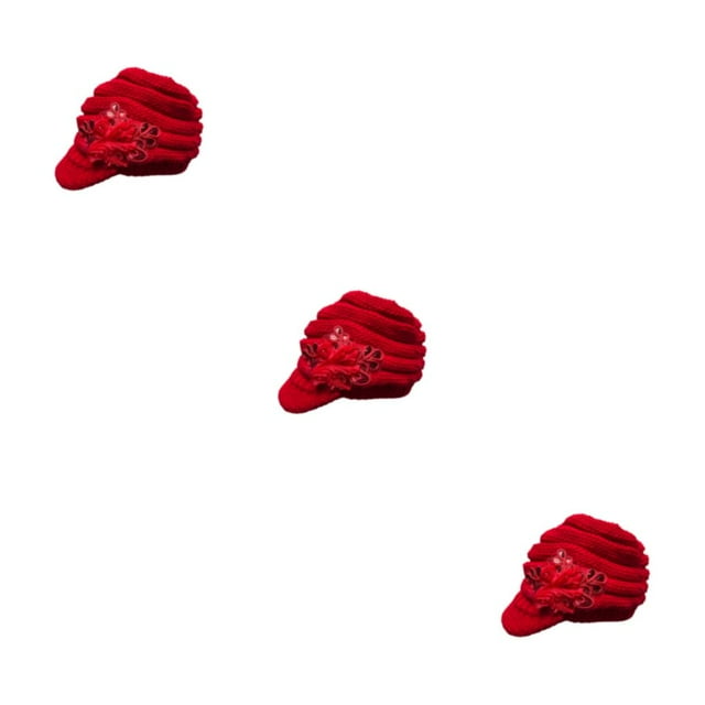 Wweixi Warm Up In Style With Fashionable Wool Cap For Cold Weather Knitted Hats Knitted Caps Funny Hat Wool Hat Ear Protectors red 3Set