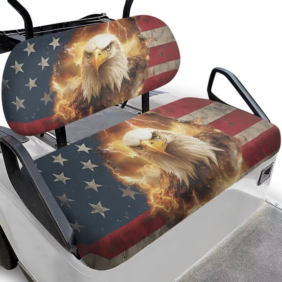 Aplkyhs Eagle Flag Golf Cart Seat Towel Blanket Independence Day Golf High Quality Golf Cart Seat Cover Stylish Club Car Precedent Seat Covers Keep Seats Cool