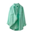 thumbnail image 2 of Taqqpue Women's Button Down Oversized Shirts Casual Long Sleeve Plus Size Lightweight Plain Blouses Tops Solid Color Loose Tunic Shirts with Pocket, 2 of 2