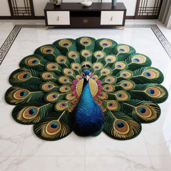 3D Visual Peacock Decorative Doormat, Entryway Mat, Bathroom Mat, Indoor Floor Rug - Non-Slip, Water-Absorbent, Durable, Easy To Clean, Machine Washable, 3D Textured Design - Home
