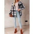 thumbnail image 4 of Women'S Flannel Hooded Plaid Shacket Thick Coat Winter Coat for Warmth Button Down Warm and Fuzzy Fleece Jacket Black XL, 4 of 9