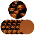 thumbnail image 2 of Pumpkin Set of 6 Cute Round Coasters, Microfiber Leather Drink Coasters for Table, 11x11 cm/4.3x4.3 Inches, Coasters for Home and Office Decor, 2 of 6