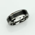 thumbnail image 2 of Men's Women's Tungsten Wedding Band Engagement Ring 8mm Shiny Beveled Edge with Black Sandstone Carbon Fiber Inlay, 2 of 4