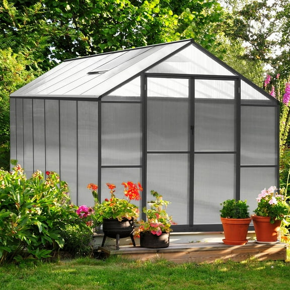 VEIKOUS 14' x 8' Walk-in Greenhouse, Polycarbonate Greenhouses for Outdoors with Vents and Window