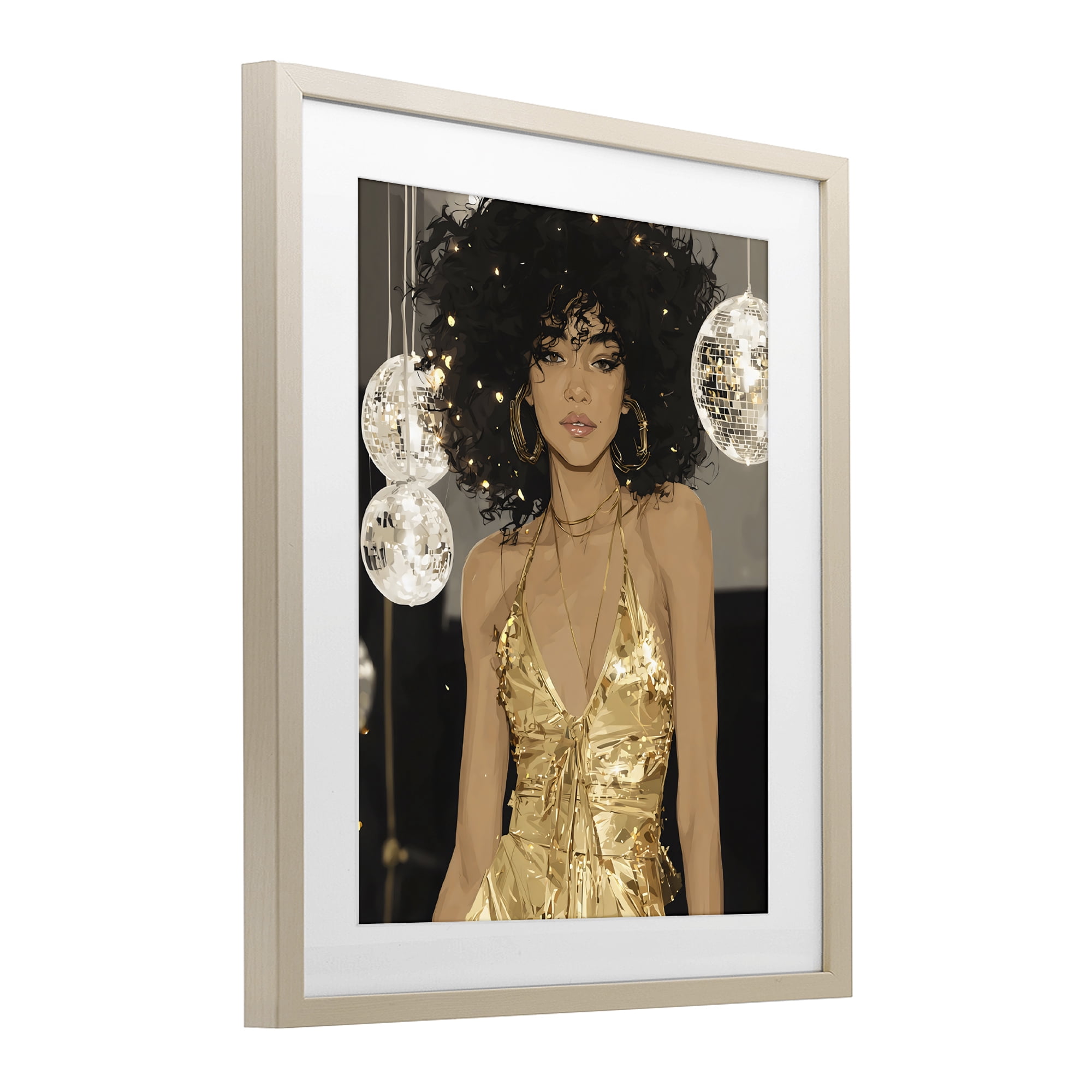Stupell Industries Golden Disco Dream Party Birch Framed Print Under Glass, design by Franklyn Gregory