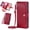 Red, variant on Crossbody Wallet Case For iPhone 16e/17e, Premium PU Leather Folio Flip Stand with Zipper Pocket 9 Card Slots Holder Adjustable Shoulder Strap & Wristlet RFID Blocking Purse Case,Red