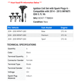 thumbnail image 2 of Ignition Coil Set with Spark Plugs 6 - Compatible with 2014 - 2015 INFINITI Q50 3.7L V6 - Autopart Premium, 2 of 2