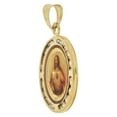 thumbnail image 2 of 14k Yellow Gold, Color Image Over Gold Divine Christ Religious Pendant Oval Charm Created CZ 14mm NO Necklace, 2 of 9