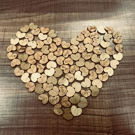 100pcs Rustic Wooden Wood Love Heart Wedding Table Scatter Decoration Crafts