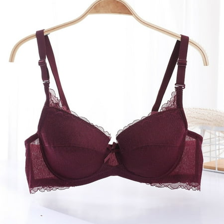 Blczomt Womens Bras Clearance $5 Balconette Bralette Sexy Red Lace Bra