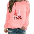 thumbnail image 2 of EQWLJWE Valentine's Day Pullover for Women's Heart Gnome Print Shirt Casual Round Neck Long Sleeve Sweatshirt Top, 2 of 3